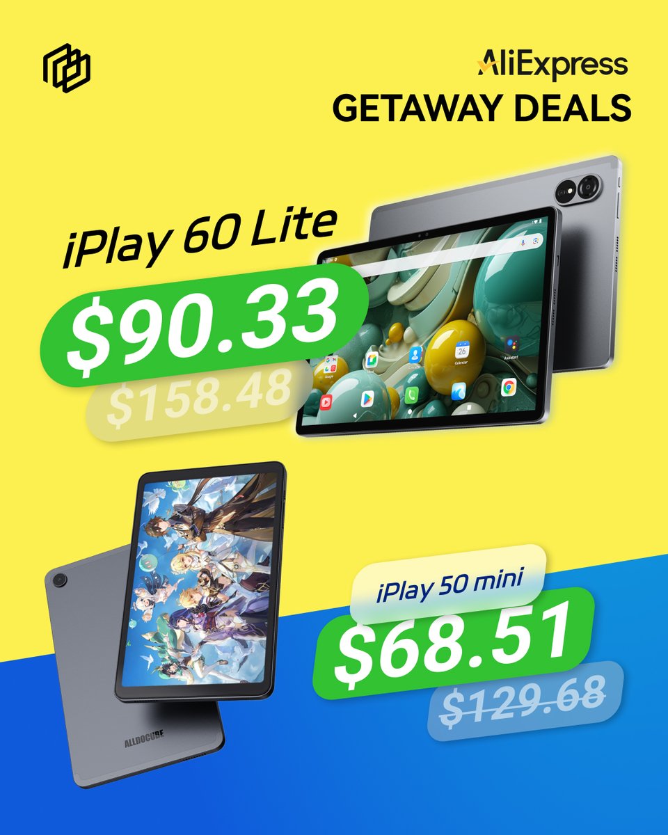 alldocube's tweet image. 🌟 AliExpress Getaway Deals! 🌟
🚀 iPlay 50 Mini – 8.4” Tablet with 4G LTE & Wi-Fi
Only US $68.51
🔗 aliexpress.com/item/100500920…?
💻 ALLDOCUBE iPlay 60 Lite – 10.95” | 4G LTE | 8000mAh
Only US $90.33
🔗 aliexpress.com/item/100500875…?
🎯 Hurry! Deals end on 2025/07/20 23:59:59
Perfect…