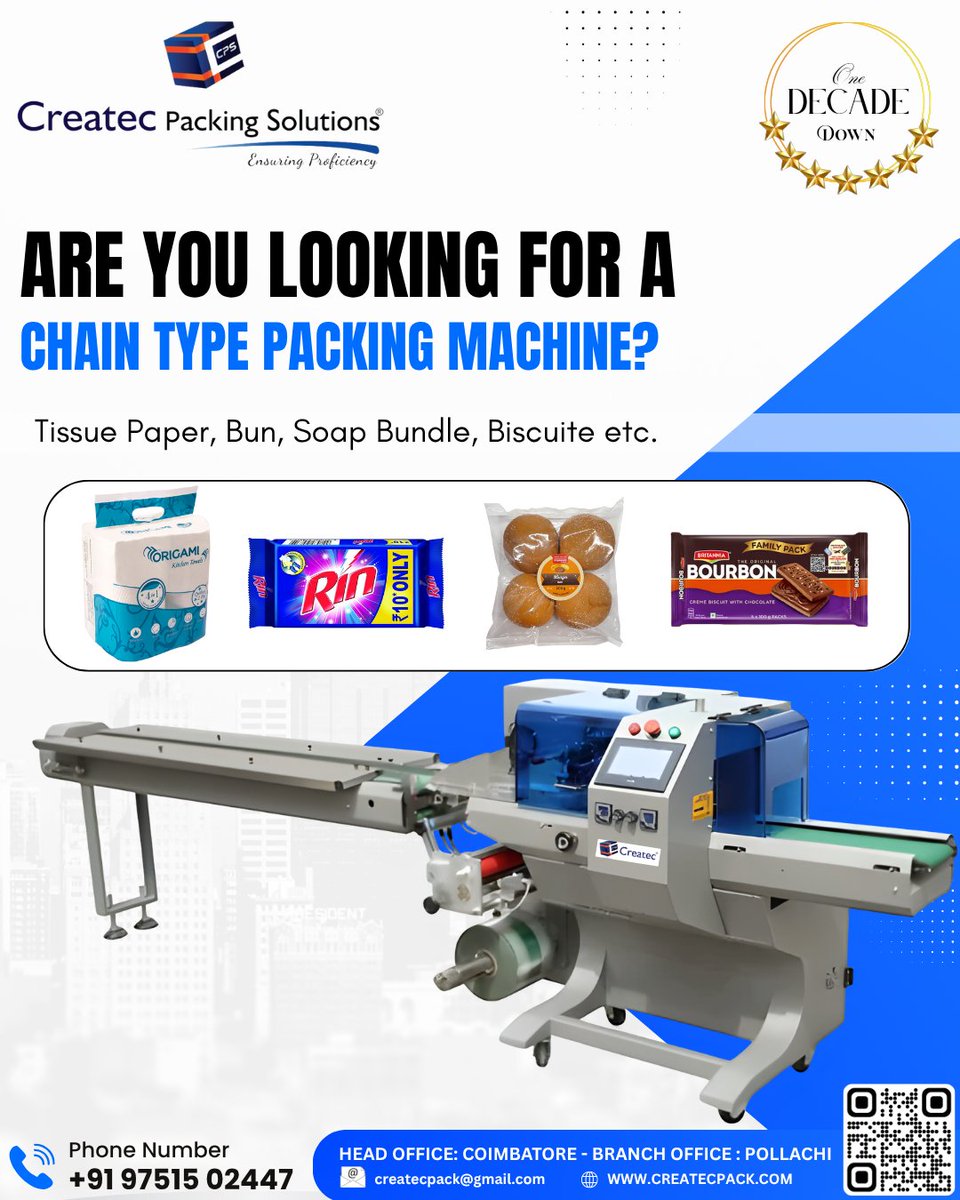 CreatecPacking's tweet image. ✔ Smooth Finish
✔ High-Speed Output
✔ Ideal for FMCG, Pharma & Daily Essentials
📞 Contact: +91 97515 02447 | +91 99942 07197
🌐 Visit: createcpack.com
📍Coimbatore | Tiruppur | Erode | PAN India
#FlowWrappingMachine
#AutomaticPackingMachine
#SoapPackingMachine