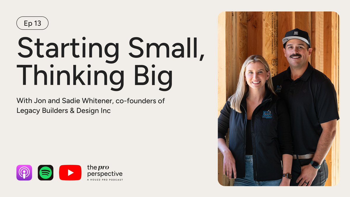 Big dreams, smart systems. 💡
In the latest Pro Perspective episode, Jon &amp; Sadie Whitener of Legacy Builders share how they grew a modest business into a multimillion-dollar company—and how Houzz Pro keeps it all running smoothly. 🎧 bit.ly/40Cg5kt
