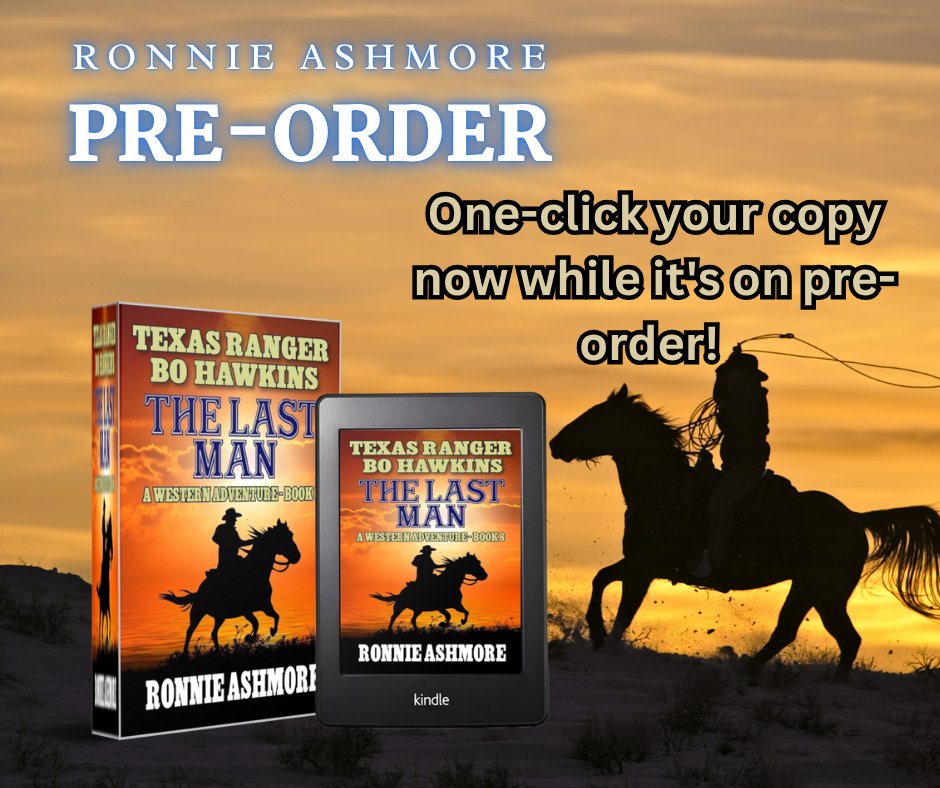 TEXAS RANGER BO HAWKINS: THE LAST MAN — Book 6 in the action-packed Western series is now up for 𝗣𝗥𝗘-𝗢𝗥𝗗𝗘𝗥!
Will Bo Hawkins escape his past, or will justice—and revenge—close in for good?
Reserve your copy now: a.co/d/bMEur7i