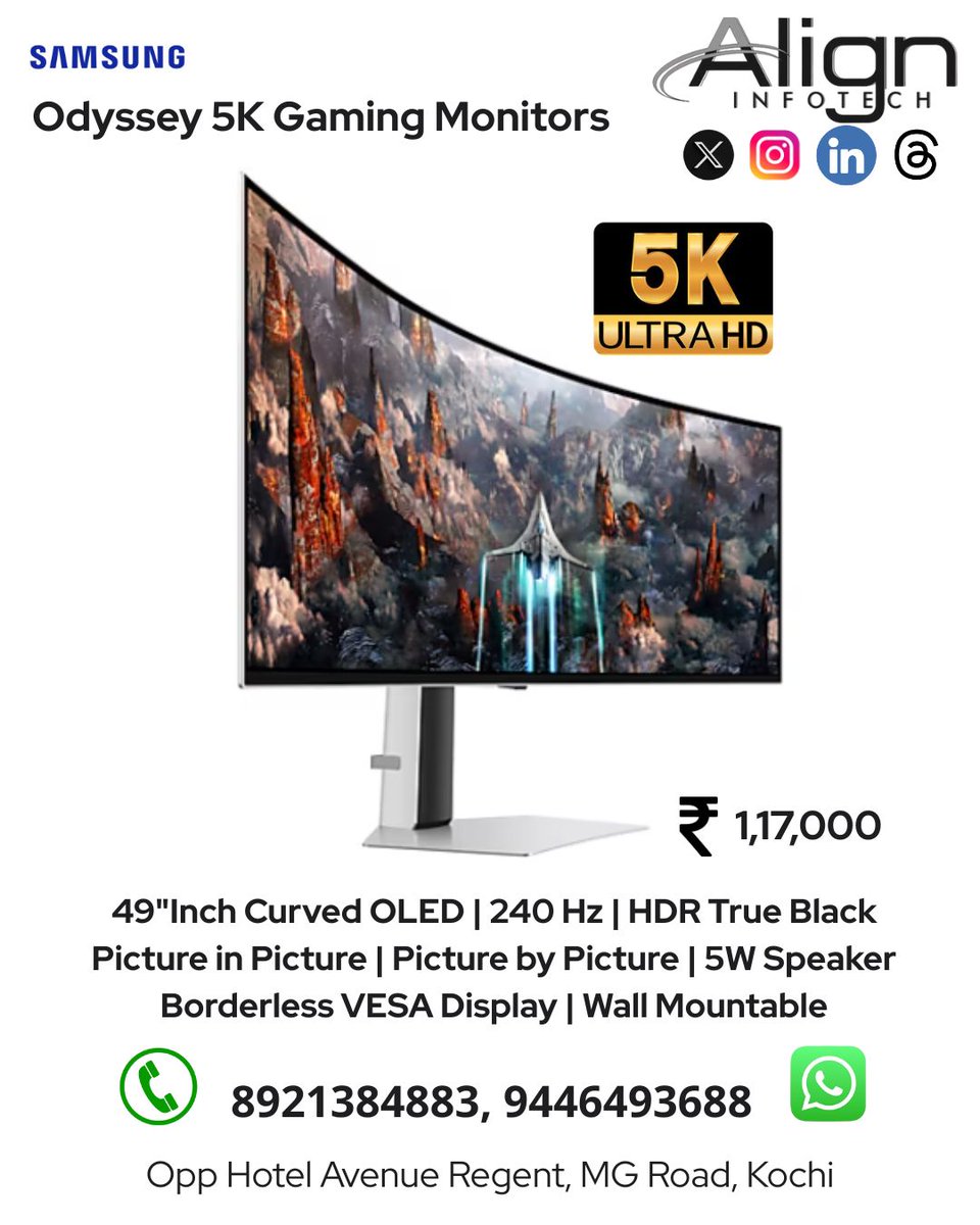 aligninfotech's tweet image. Don't just play the game, master it with unparalleled visual fidelity. Samsung Gaming Monitors bring your favorite titles to life with stunning resolution and vibrant, true-to-life colors. 

#SamsungGaming #UnleashYourGame #VictoryUnleashed #GamingRedefined #MonitorYourWin