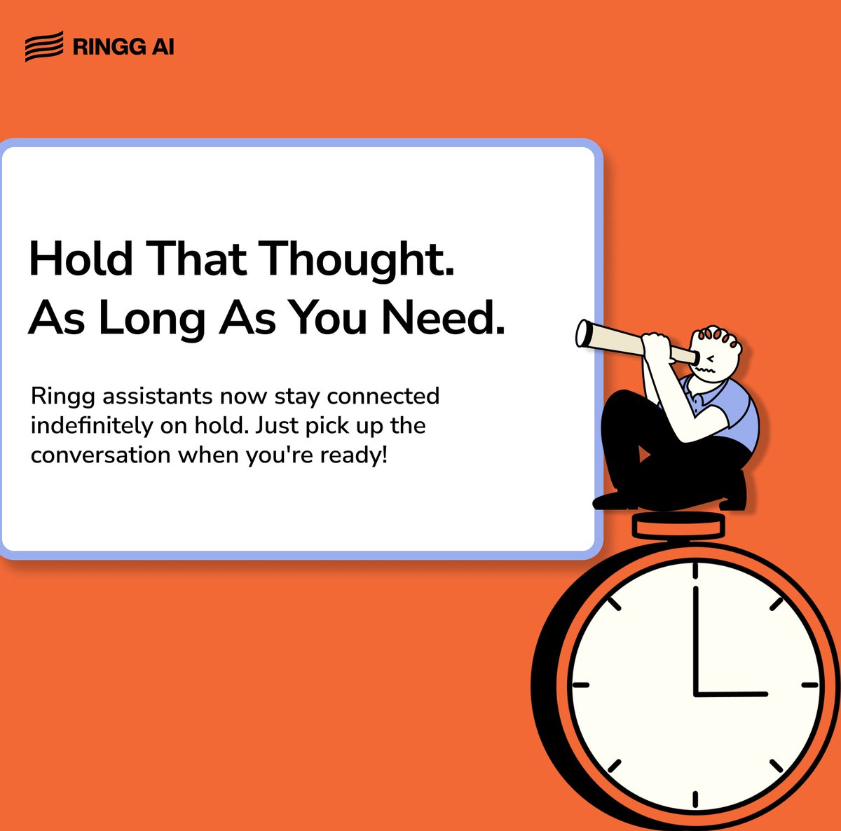 New from Ringg AI: Put our voice agents on hold—indefinitely. Step away, come back, and pick up right where you left off. #AI #VoiceTech