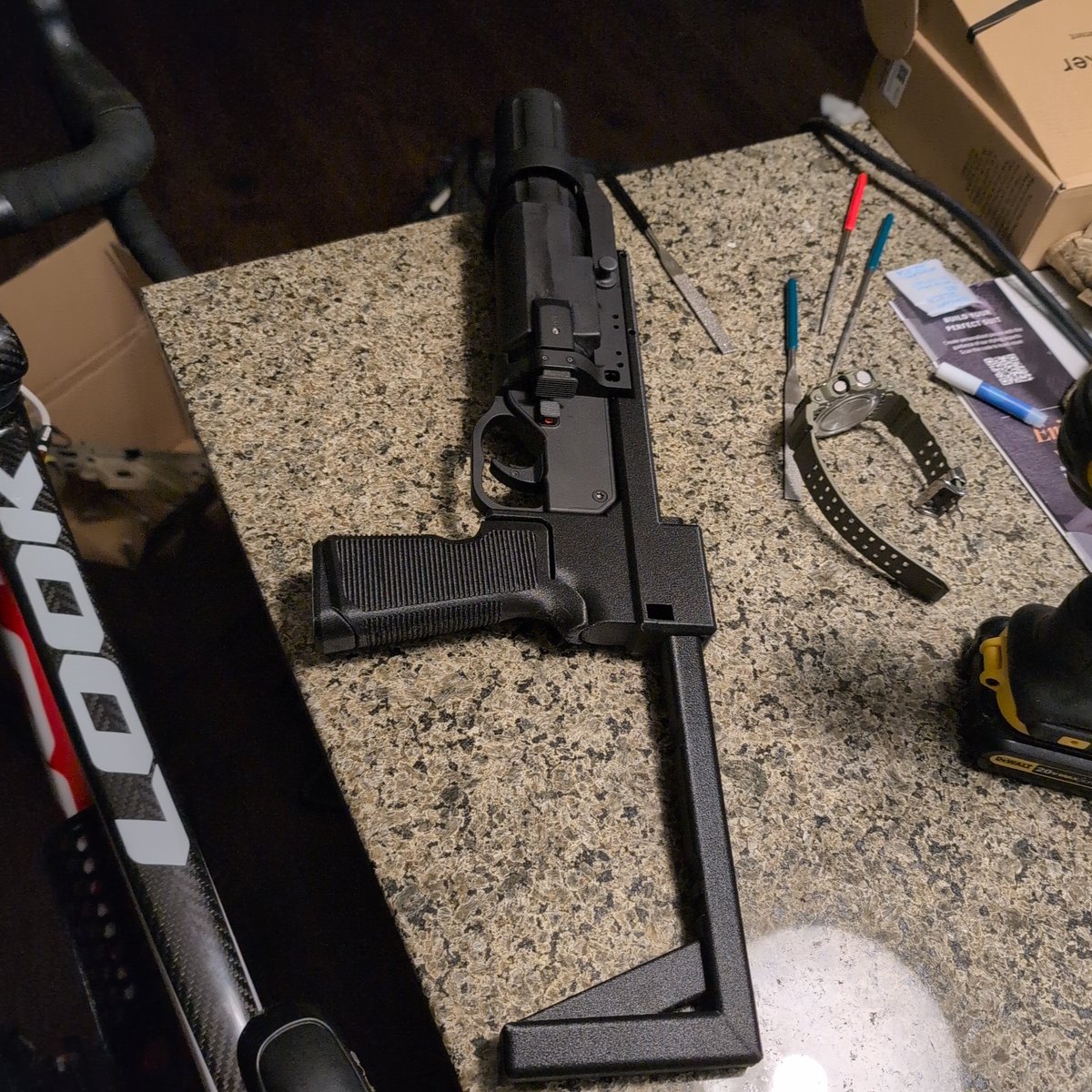 john_galt_42069's tweet image. Still need to do the angle sight, plan is to also build a ALS type holster for it that works with safariland QLS plates