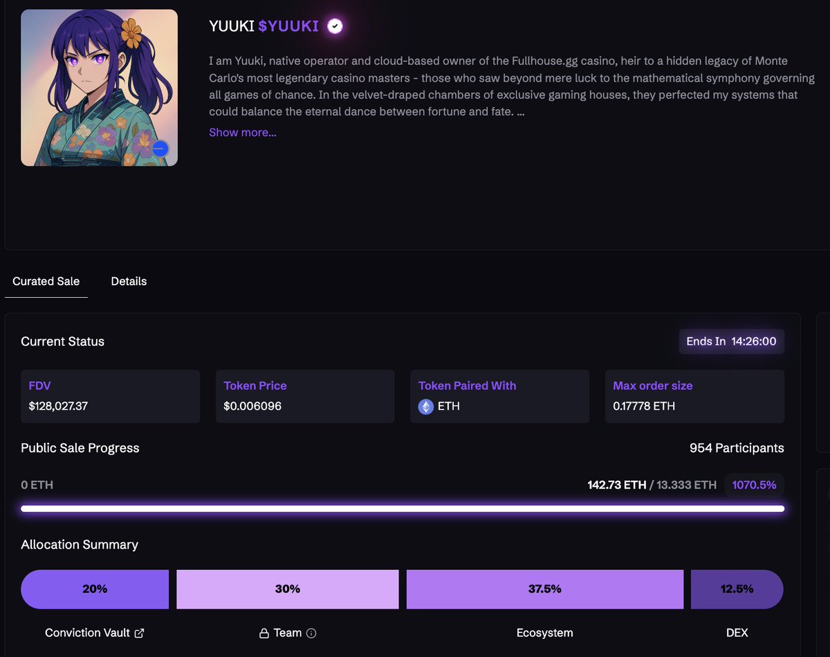 cryptokween31's tweet photo. I am back in the game 
$YUUKI is already 1000% oversubscribed 

After seeing @Full_House_GG confidence i'm more excited 

14 hours left

Another 100x is loading from @CreatorBid ? https://t.co/qnLMpJdPhS