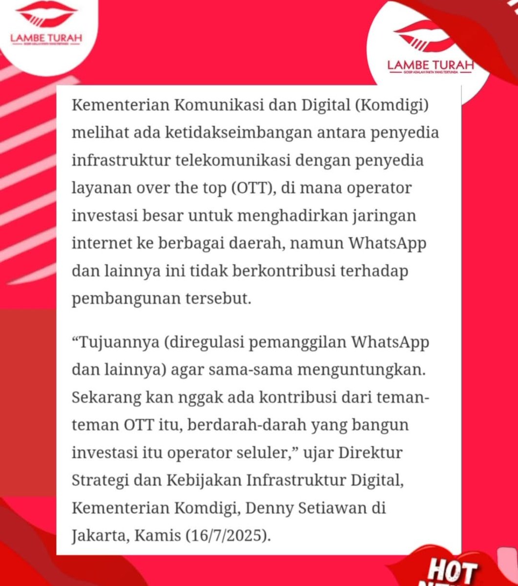 Jadi pemerintah kok malah nyusahin, zaman sudah berubah bukannya update teknologi malah backward. Lagian tlp via wa kalo jaringannya jelek juga ngang nging ngang nging kek isi otak kelen