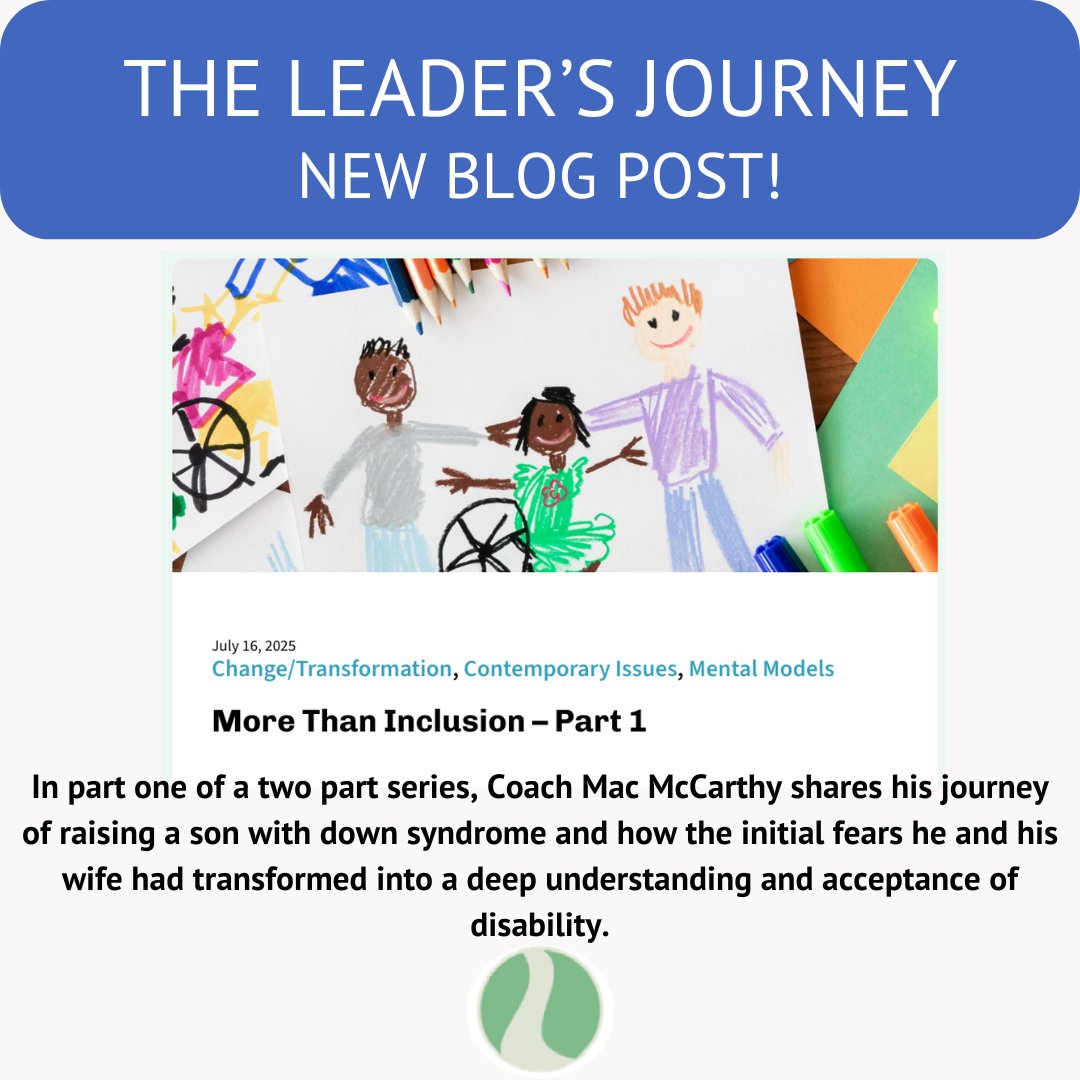 TheLeadersJour1's tweet image. In this week’s blog, coach Mac McCarthy shares his experience of having a son with Down syndrome in part one of a two part blog series.

#Change #Transformation #ContemporaryIssues #MentalModels

linktr.ee/TheLeadersJour…