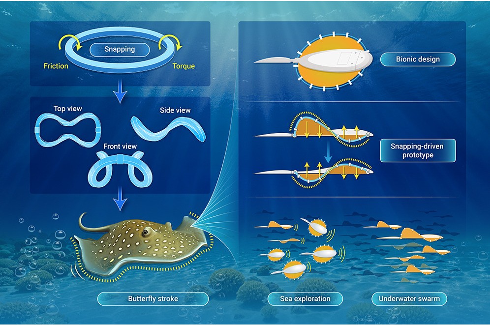 The_InnovationJ's tweet image. New in @The_InnovationJ! Robotic ray driven by periodic ring snapping.
Inspired by the swimming gait of Taeniura lymma, Zhao et al. develop an untethered, soft robotic fish which can realize continuous, stable directional underwater movement via the periodic, reversible…