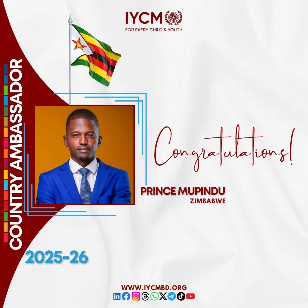 🌍✨ Introducing the INTERNATIONAL CHANGEMAKER PROGRAM (2025–2026)! ✨🌍

We ‘r thrilled to announce our newly selected International Youth Change Maker (IYCM) 2025–2026 Ambassadors from  Zimbabwe 

Heartfelt congratulations to all of you on this achievement! 🎉👏

#IYCM