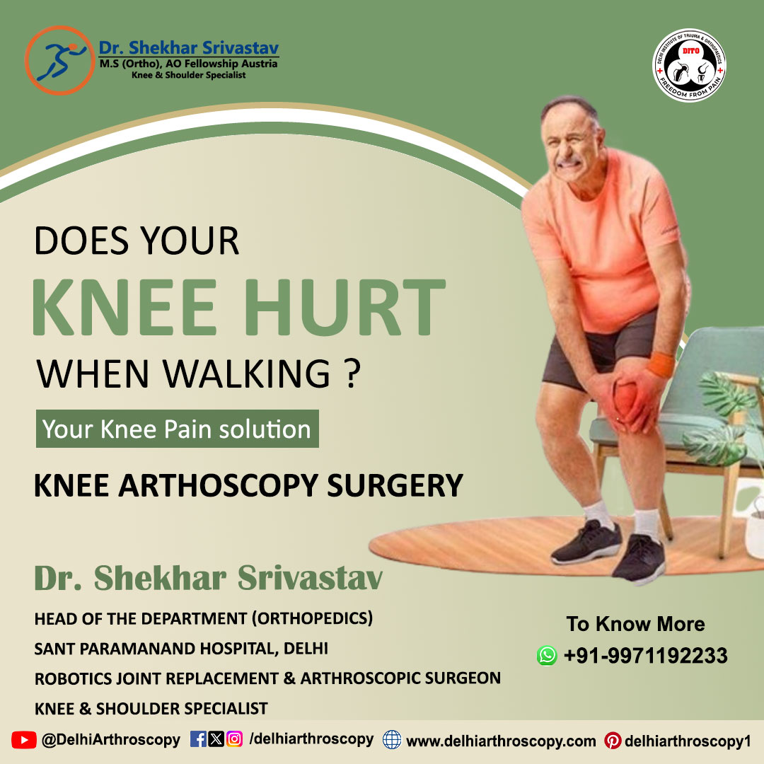 Del_Arthroscopy's tweet image. Tired of knee pain holding you back? 
If your knee hurts when walking, it's time for a solution. Dr. Shekhar Srivastav specializes in Knee Arthroscopy Surgery to help you regain comfort and mobility. 
Say goodbye to pain! 👋🦵
#KneeHealth #PainSolution #ArthroscopicSurgery