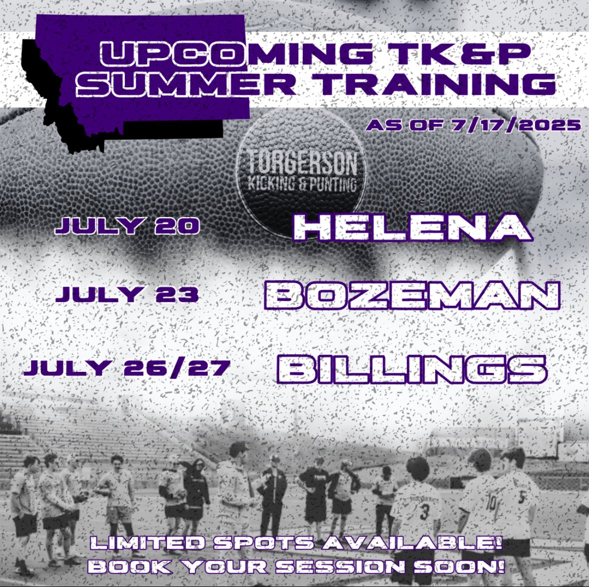 TK&amp;P upcoming summer training dates and locations! Session times are already filling up so contact us to book yours soon! Fine tune and prepare for a big season ahead! Let’s get to work! #TKPTrained
