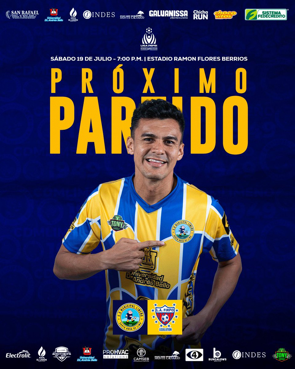 J1 | ¡𝐏𝐑𝐈𝐌𝐄𝐑 𝐏𝐀𝐑𝐓𝐈𝐃𝐎 𝐄𝐍 𝐂𝐀𝐒𝐀! 🤩🟡🔵

Jugamos el primer partido del #Apertura2025, con nuestra gente 😎

🆚 LÁ FIRPO
🗓️ Sábado 19 de Julio
🏟️ DR, Ramón Flores Berrios
🎟️ $8 General | $15 Tribuna 
⏰ 7:00 PM