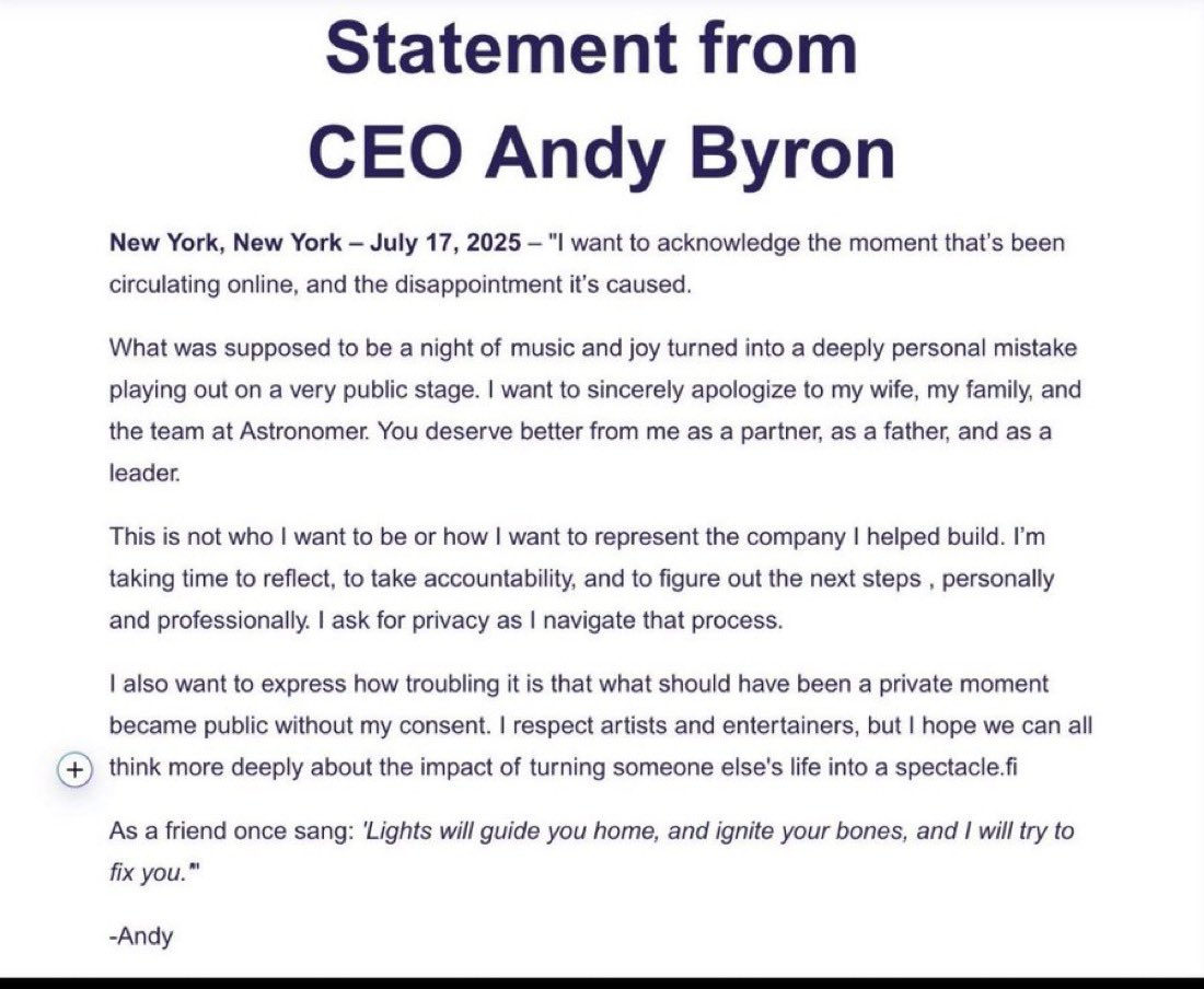 JackWallace888's tweet image. Astronomer CEO Andy Byron, caught cheating with an HR associate, is now blaming the kiss cam—because it didn’t get his ‘concent’. 😂