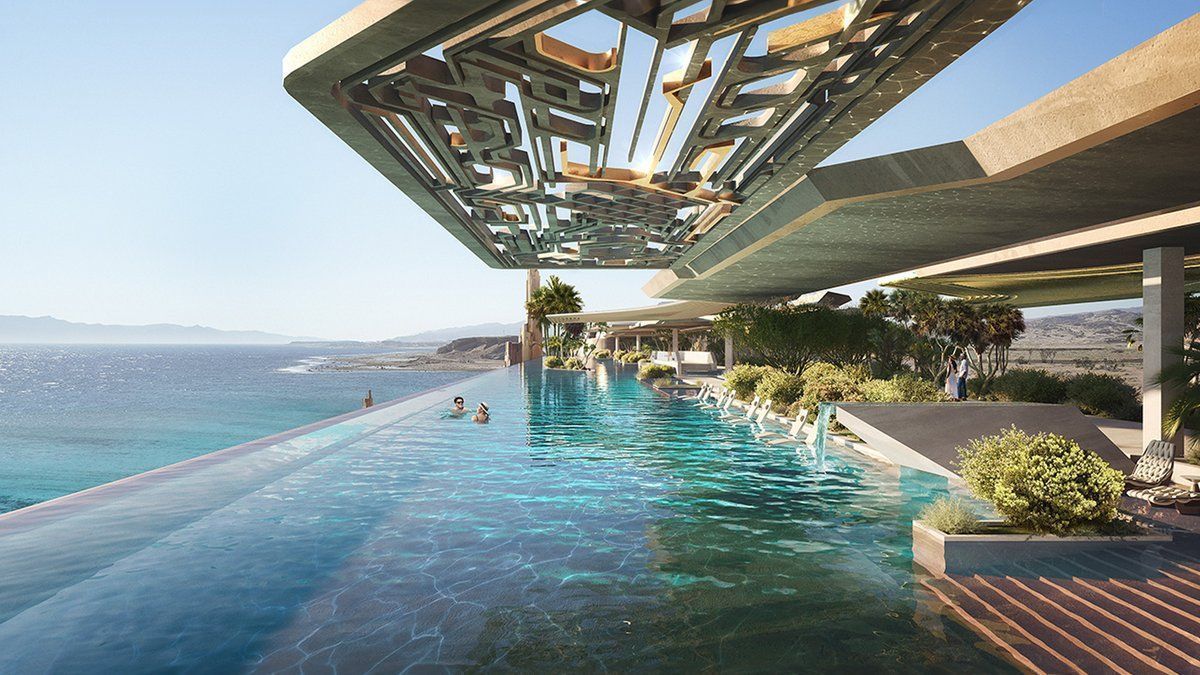 Saudi Arabia is building a partially glass-bottomed hotel across a 450-metre long bridge. Forming part of NEOM, Treyam will sit 36-metres above a lagoon and offer guests a rooftop infinity pool along with views down through the floors of their rooms. 

📷 NEOM