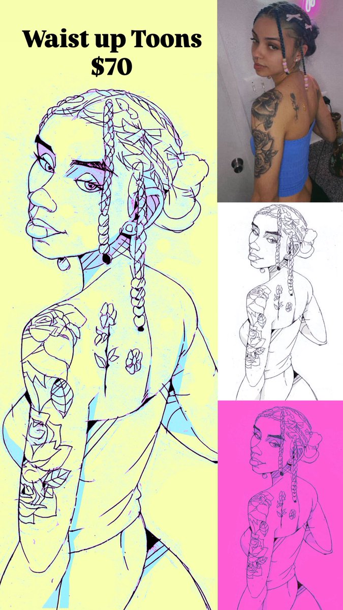 DejoDesigna's tweet image. Waist Up Toons $70
Request If You Would Like Colored 
🖍️🫟🖌️🎨