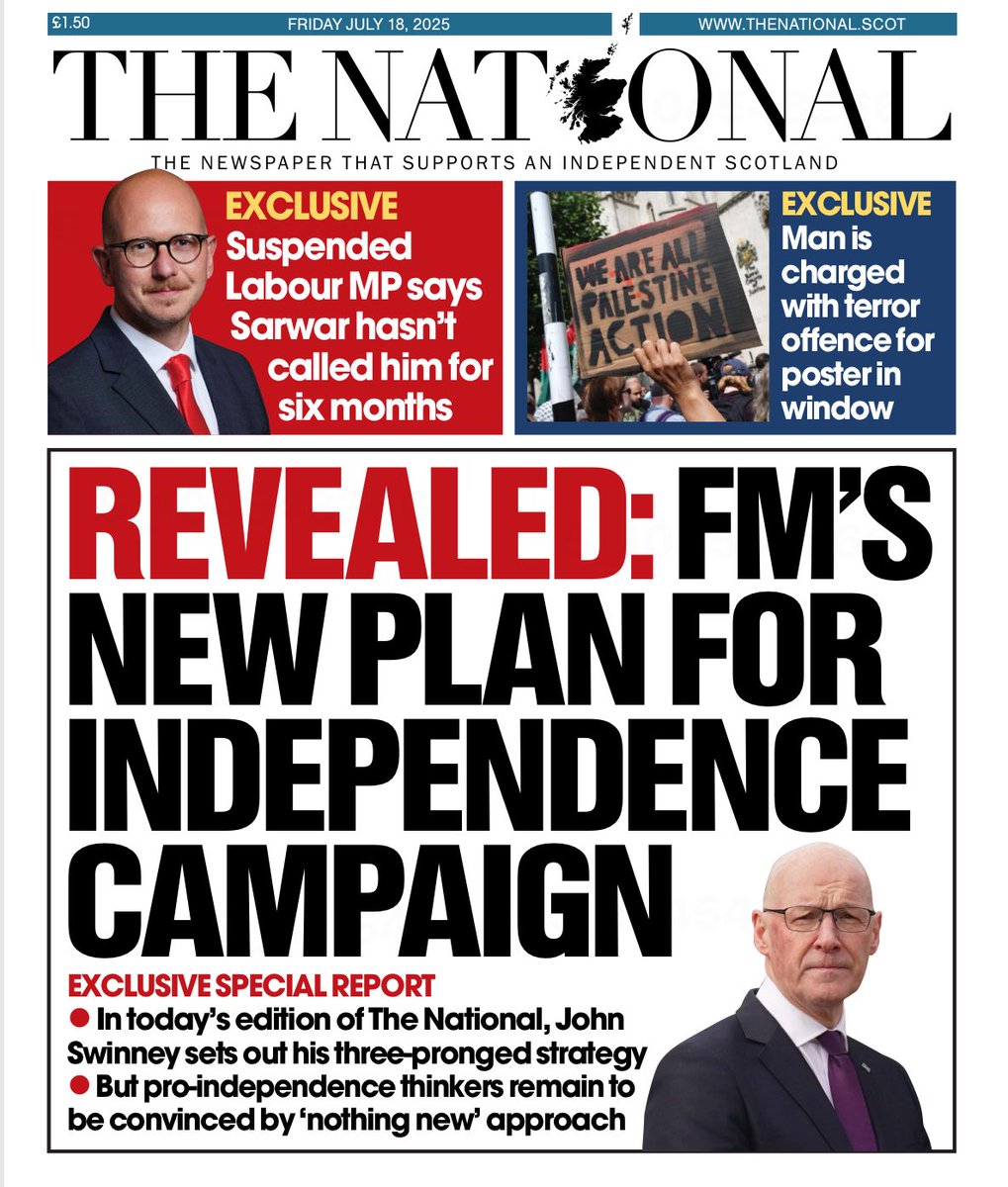 CallmeRayf's tweet image. In todayโs National, โHonestโ John reveals yet another โnewโ strategy for independence. There must be an election loomingโฆ.
Itโs a wonder thereโs a single Nationalist left in Scotland who believes this mince.