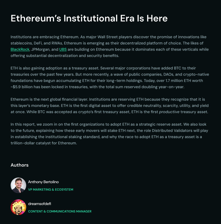 Ethereum's Institutional Era Is Here