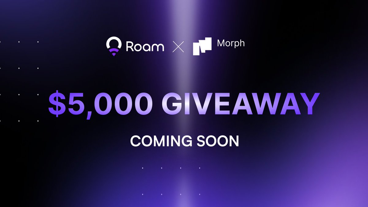 weRoamxyz's tweet image. Coming Soon: Roam X @MorphLayer Giveaway

Get hyped! Roam and Morph are joining forces to bring you a $5,000 giveaway packed with amazing rewards—exclusively in the Roam App.

Here’s what you can win:
🌟Roam eSIM data
🌟Roam Points
🌟Exclusive Epic Stickers

Download the Roam App…