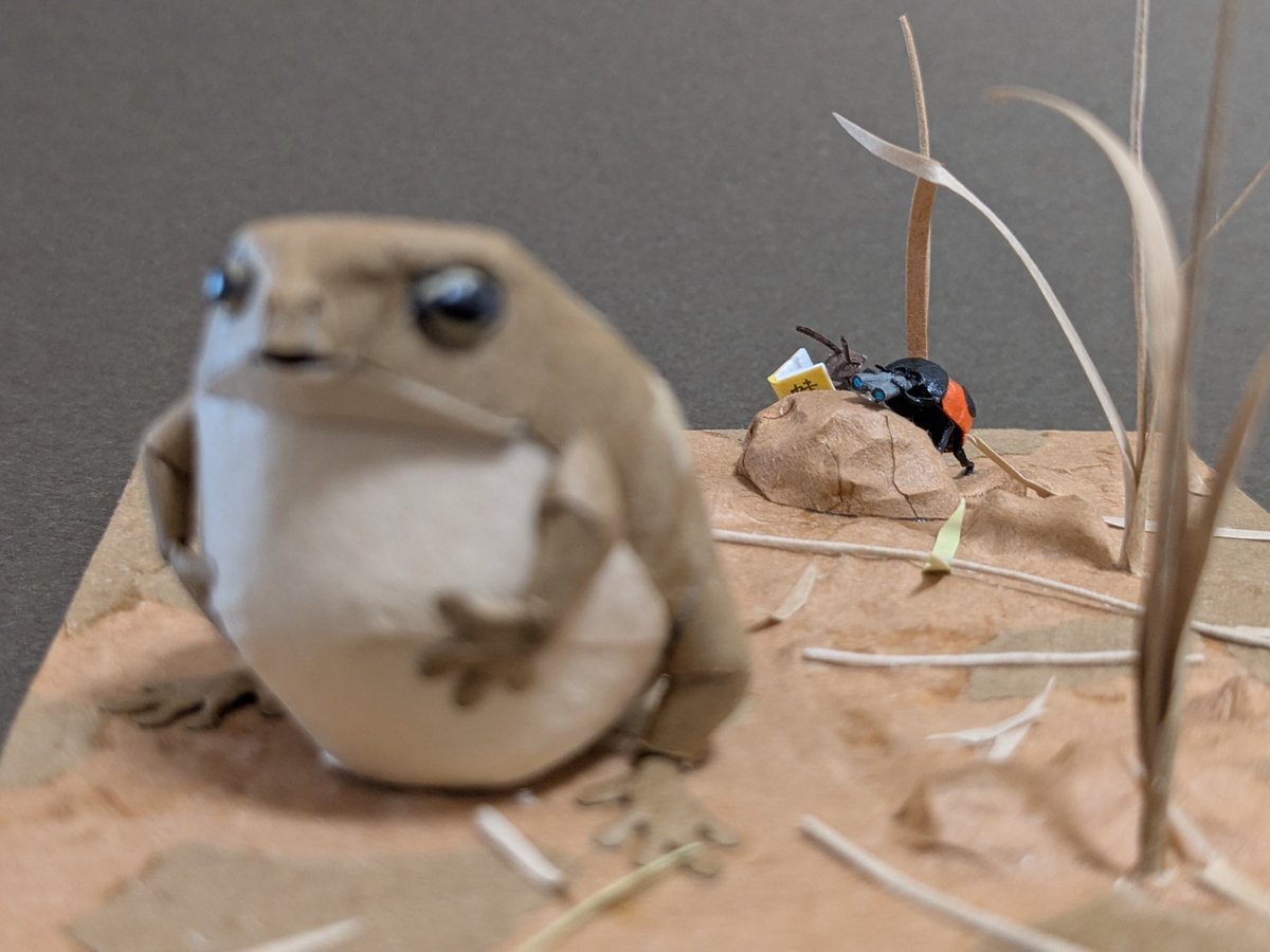 kamiwazakobo's tweet photo. 【観察中(アメフクラガエル)】
久々に作りました𓆏

▶個展情報
大丸神戸店さんの７階にて個展を催します。
お近くの方は是非お立ち寄りください。
・会期：7/23〜7/29 19時閉場(最終日は17時閉場)

#art
#insects
#paper
#commonrainfrog https://t.co/iyFaxydhno