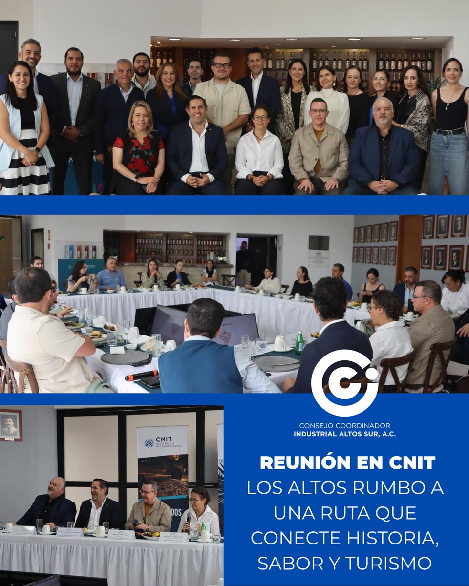 En reunión con <a href="/camaratequilera/">Cámara Tequilera</a>, <a href="/secturjal/">Secretaría de Turismo de Jalisco</a> y productores de Los Altos trabajamos por la #RutaTequilaDeLosAltos 🌿🥃

Una iniciativa para fortalecer la identidad regional y llevar el sabor de nuestra tierra al mundo.

#AltosDeJalisco #JaliscoEsMéxico <a href="/IndustrialesJal/">industrialesdejalisco</a>