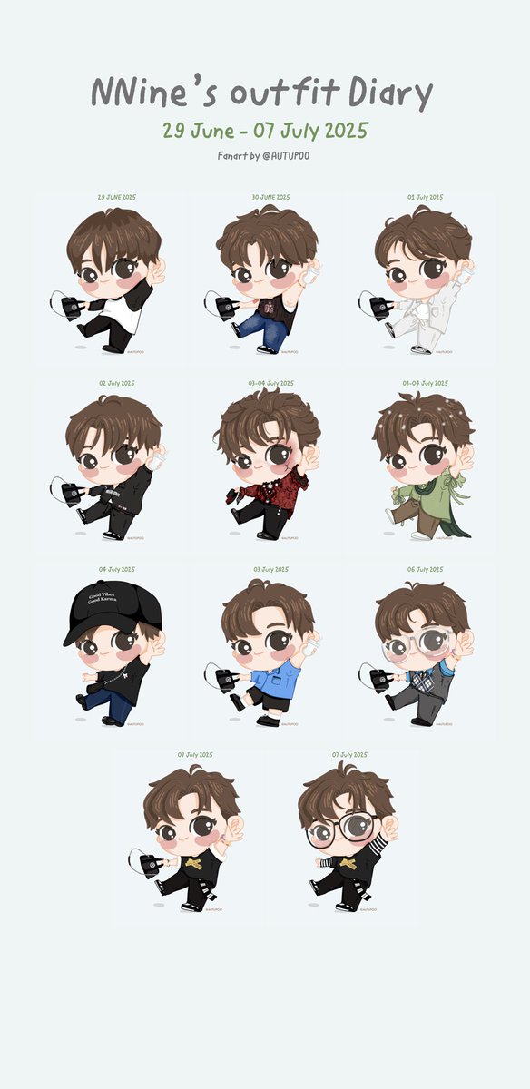 Autupoo's tweet photo. 👑 NNine’s outfit Diary 👕👖👟
📅 29 June -07 July 2025  📸
✨All  11 outfits ✨

❤️❤️❤️💛💚❤️❤️❤️

@naninenai99 
#NinesArtGallery 
#นายท่านกรชิต #高卿尘 
#Nine #GaoQingchen #高卿尘Nine #NineKornch https://t.co/1tspUrZLvA