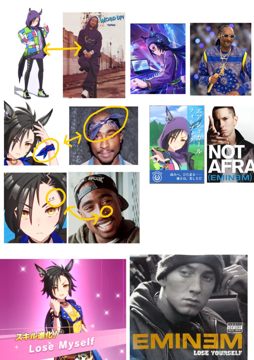 Her designs are full of respect for 2Pac.
In terms of personality, he combines ferocity and sensitivity, and he has not only the personality of a racehorse but also the mentality of 2Pac.
Her DJ costume is reminiscent of Snoop Dogg, her skills are a respect to Eminem.