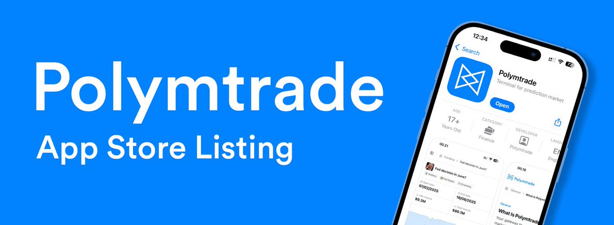 polymtrade's tweet image. Polymtrade is now officially live on the App Store — v1.4 is released on both iOS and Android.
The app is available even in the US, across millions of devices.
- App Store: apps.apple.com/id/app/polymtr…
- Google Play: play.google.com/store/apps/det…
Next up: the fee system. In the upcoming…