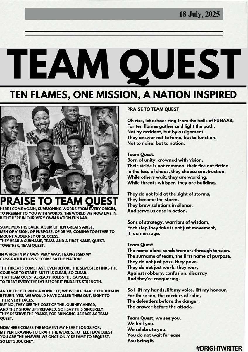 DRightWriter's tweet image. 🔥 PRAISE TO TEAM QUEST 🔥

There efforts shine bright, worth celebrating.