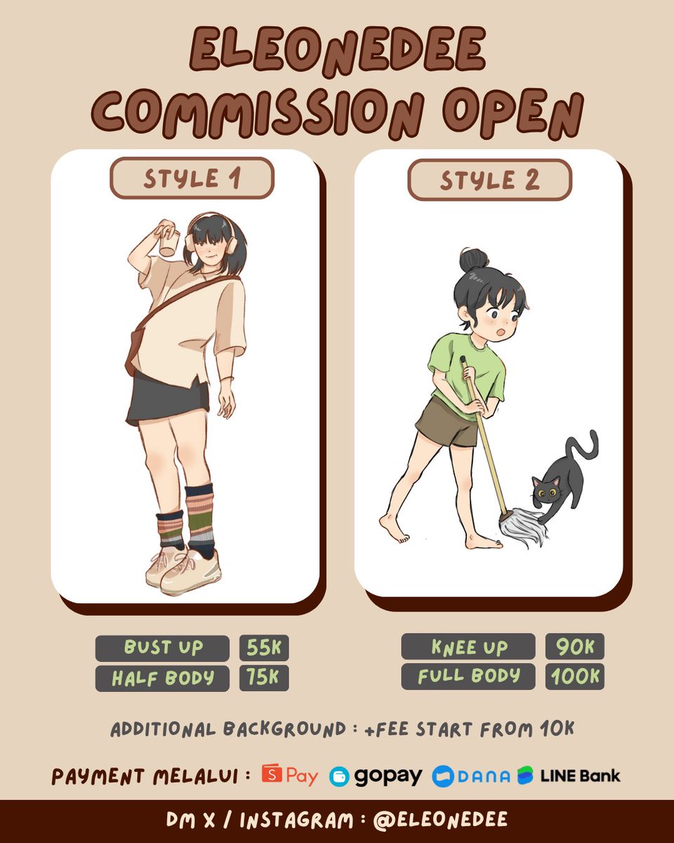 eleonedee's tweet image. COMMISSION OPEN📢
(LOCAL ONLY)
✨Likes/RTs are appreciated✨
Haloo, aku open jasa gambar nih, kalau tertarik aku gambarin bisa DM akun ini atau ke instagram aku yaa😆
OPEN TERUS GES, DM AJA YH💥
((butuh tambahan pemasukan😔🙏🏻))
instagram.com/eleonedee
Terima kasih ♥️