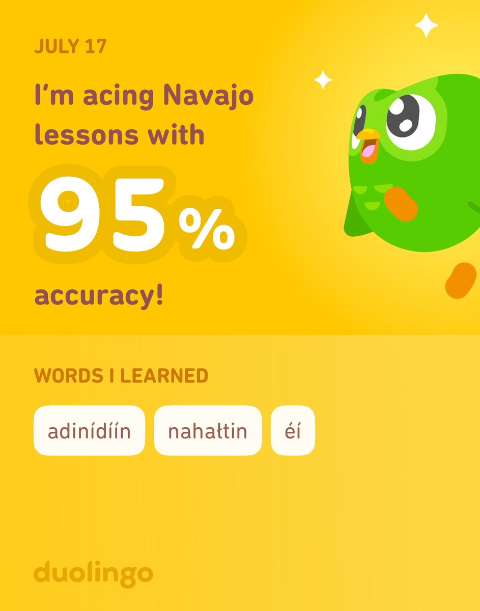 math64black's tweet photo. I’m learning Navajo on Duolingo! It’s free, fun, and effective. https://t.co/9TSQQ5ZxoU