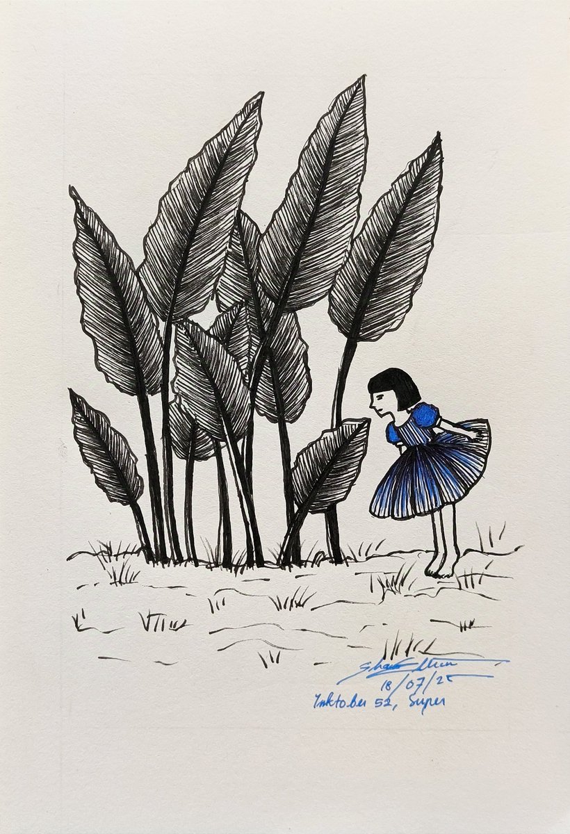 shawnellian's tweet image. #Inktober52 SUPER &quot;Little Girl in the Super Palm Garden&quot;

#inktober #inktober52super #penartwork #inkartwork #pendrawing #traditionalart #traditionalillustration #illustshare #childrensillustration #art #drawing