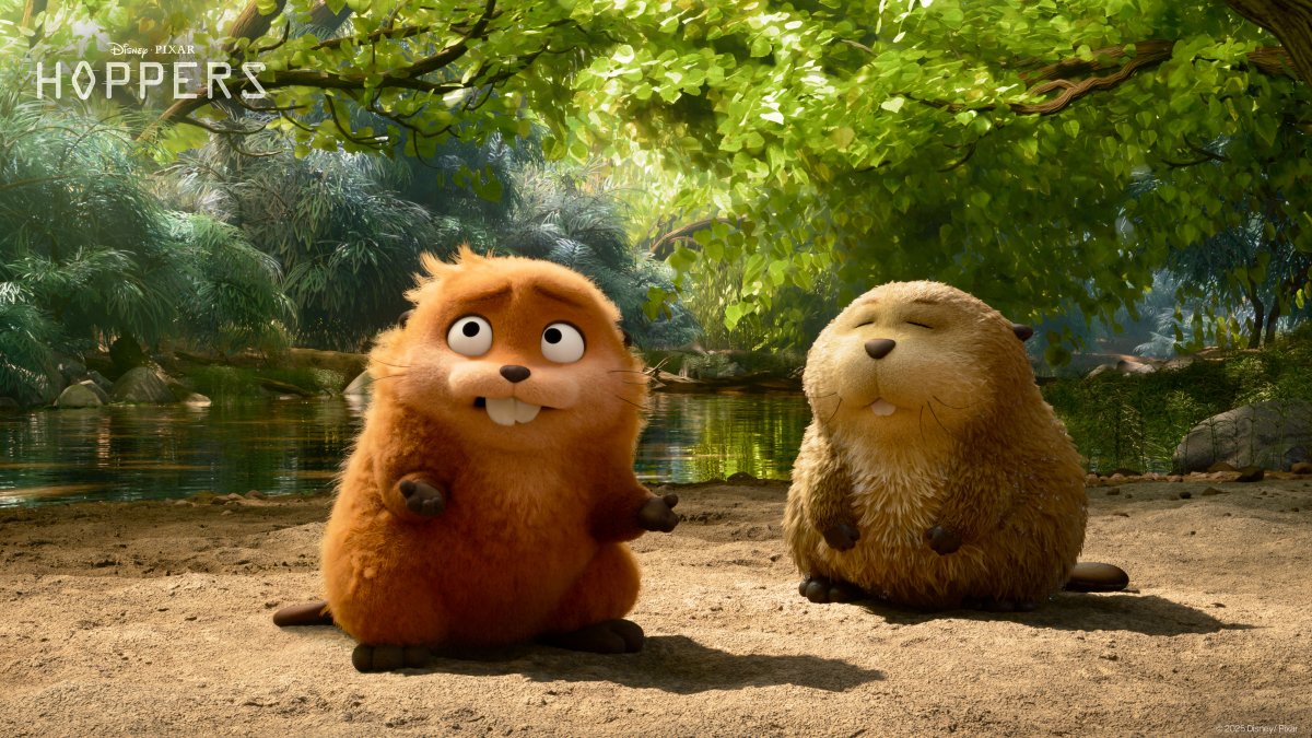 Pixar's tweet image. Check out these new images from Disney & Pixar's #Hoppers, arriving in theaters March 6, 2026. 🦫