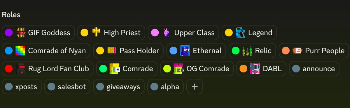 In the @NoMoreLabs discord server, the custom role emojis slap!