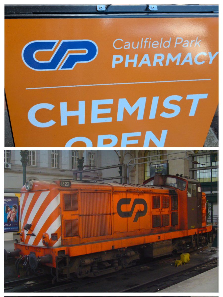 declanmartin75's tweet image. Separated at birth: Caulfield Park chemist and Comboios de Portugal