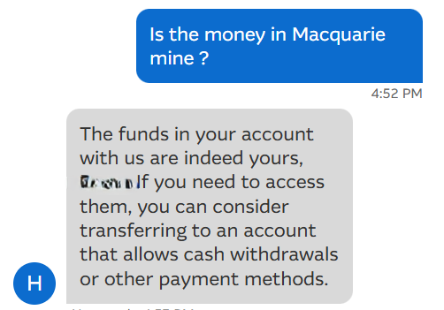 💊⚡️WoineHodlr ⚡️🚀 (@rhodlr) on Twitter photo Hey <a href="/Macquarie/">Macquarie Group</a> , I don't believe you.... Since you have denied me moving fiat into a Bitcoin exchange, I have found a more friendlier bank. Au revoir. Hey <a href="/Macquarie/">Macquarie Group</a> , I don't believe you.... Since you have denied me moving fiat into a Bitcoin exchange, I have found a more friendlier bank. Au revoir.