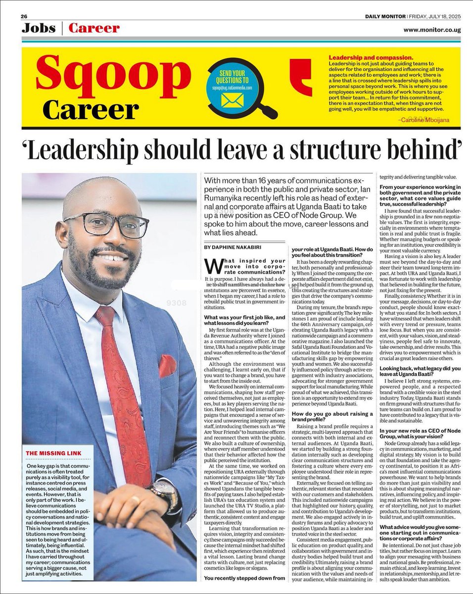 Squoop, thank you <a href="/DailyMonitor/">Daily Monitor</a>. 
I am humbled 🙏🏾