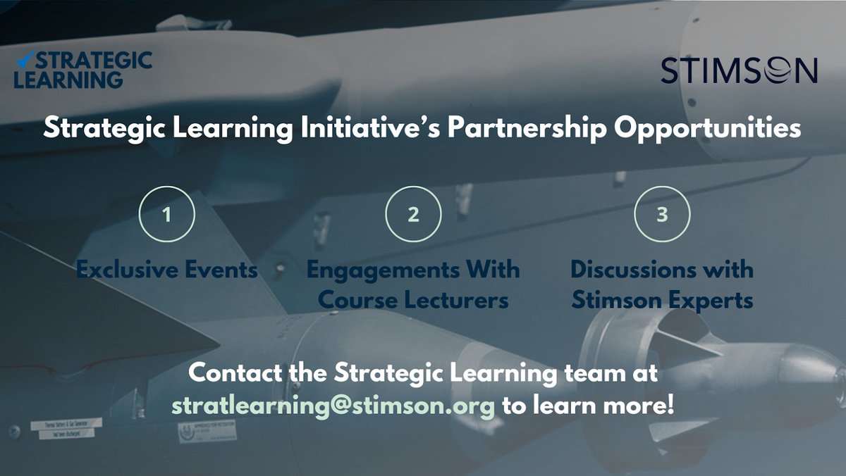stratlearning's tweet image. Looking to partner for discussions and workshops with Strategic Learning? Reach out to us at stratlearning@stimson.org!