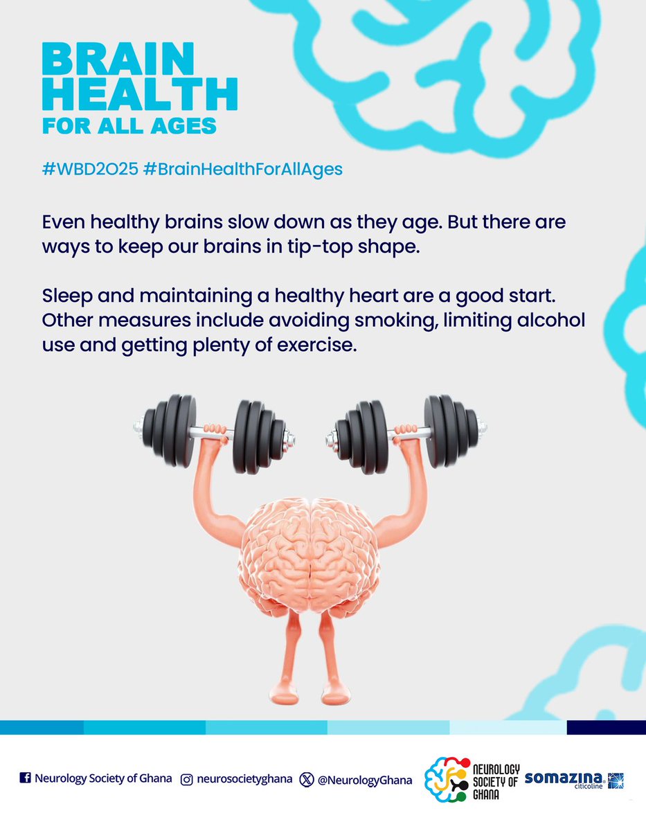 Power up! Good brain health depends on your habits! 

#wbd2025 #neurologysocietyofghana #nsg #brainhealth #brainhealthforallages