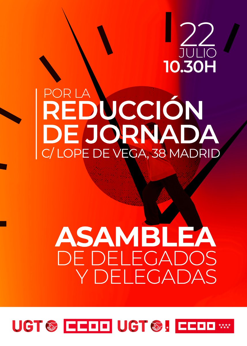 UGT Servicios Públicos Madrid (@ugtspmadrid) on Twitter photo Tras más de 40 años con la misma jornada laboral, ya toca reducirla, sin reducción salarial. La mayoría de trabajadores y trabajadoras lo piden. Pedimos responsabilidad a los grupos parlamentarios para que lo aprueben en el Congreso
<a href="/UGT_Comunica/">UGT</a>
<a href="/UGT_SP/">UGT Servicios Públicos</a> <a href="/UGTMadrid/">UGT Madrid</a> Tras más de 40 años con la misma jornada laboral, ya toca reducirla, sin reducción salarial. La mayoría de trabajadores y trabajadoras lo piden. Pedimos responsabilidad a los grupos parlamentarios para que lo aprueben en el Congreso
<a href="/UGT_Comunica/">UGT</a>
<a href="/UGT_SP/">UGT Servicios Públicos</a> <a href="/UGTMadrid/">UGT Madrid</a>