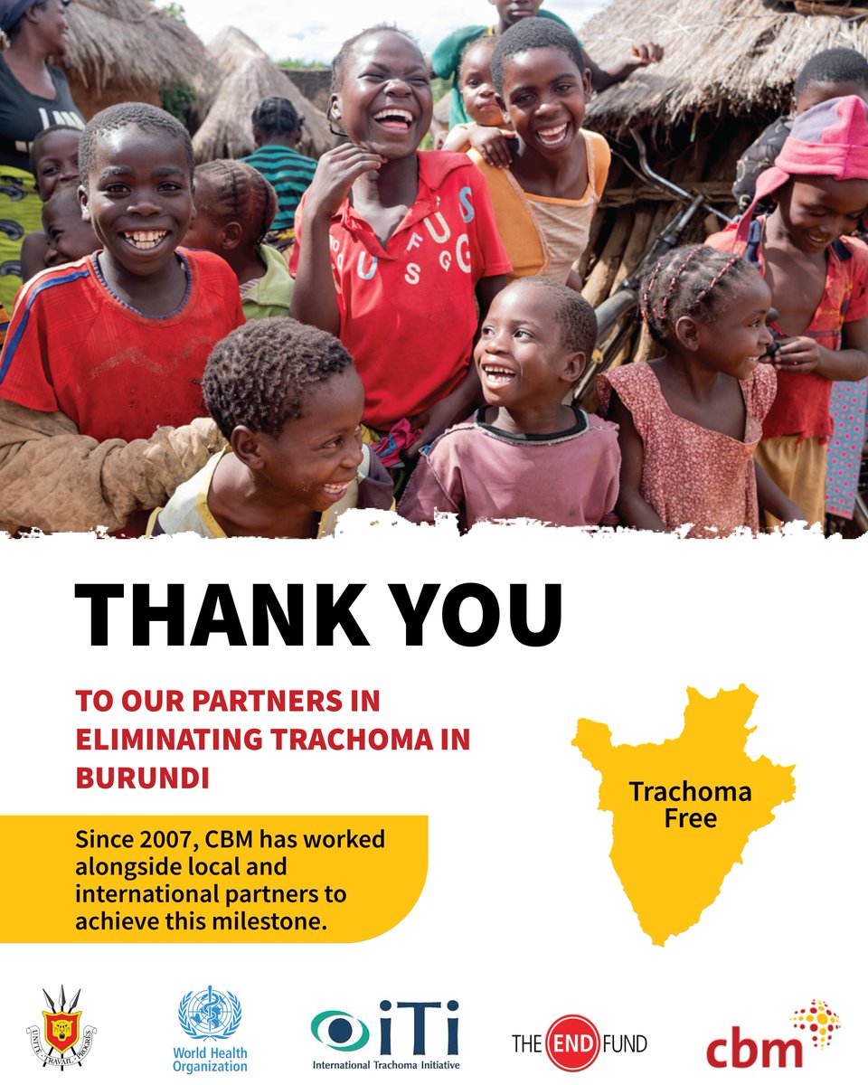 cbmIHI's tweet image. 🎉 Thank you to partners
@mspls_bdi, @WHO , @ITIatlanta & @TheENDFund
With your support, Burundi 🇧🇮 has officially eliminated #trachoma as a public health problem.
We deeply appreciate your commitment and partnership in the fight against #NTDs.
