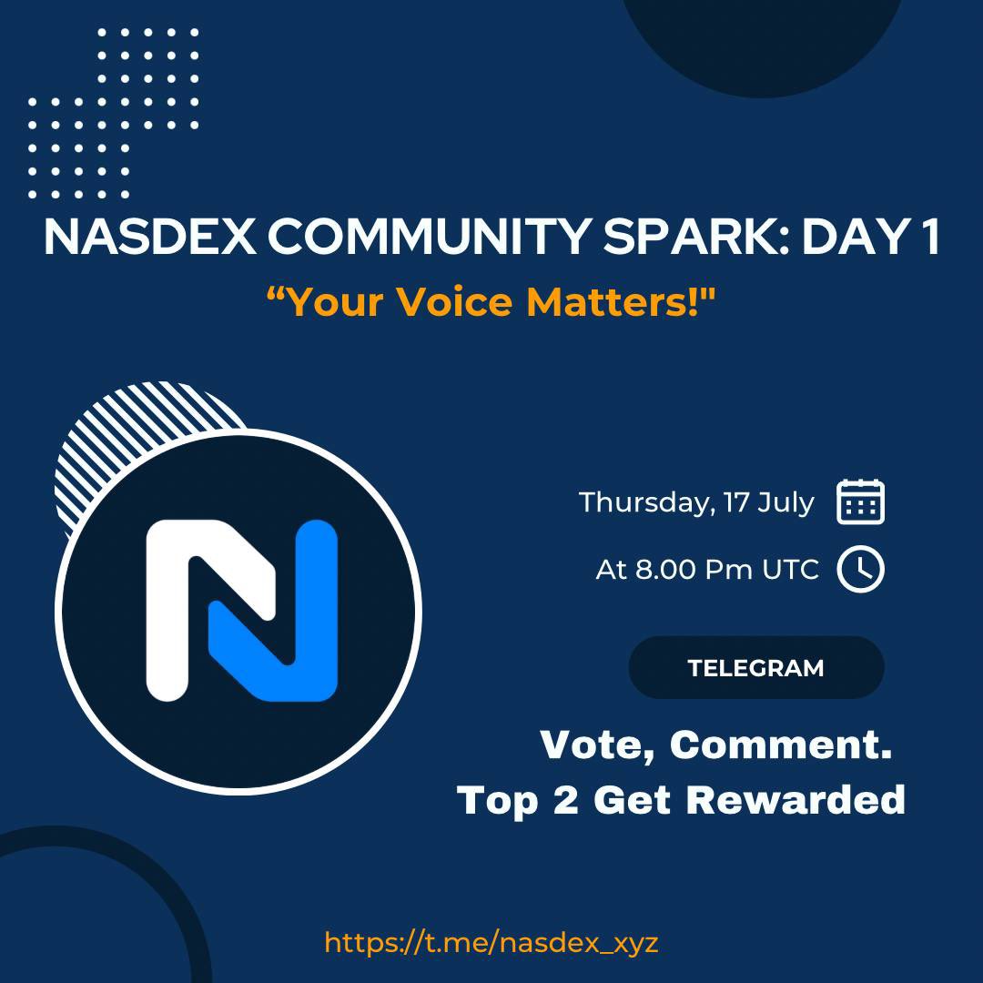 DAY 1: “Your Voice Matters!” 🔊
 Hello Nasdexians! 💬
We’re kicking off the 3-Day Spark Series. It is a short, fun series to bring back the energy in the community and hear directly from YOU.

$nsdx