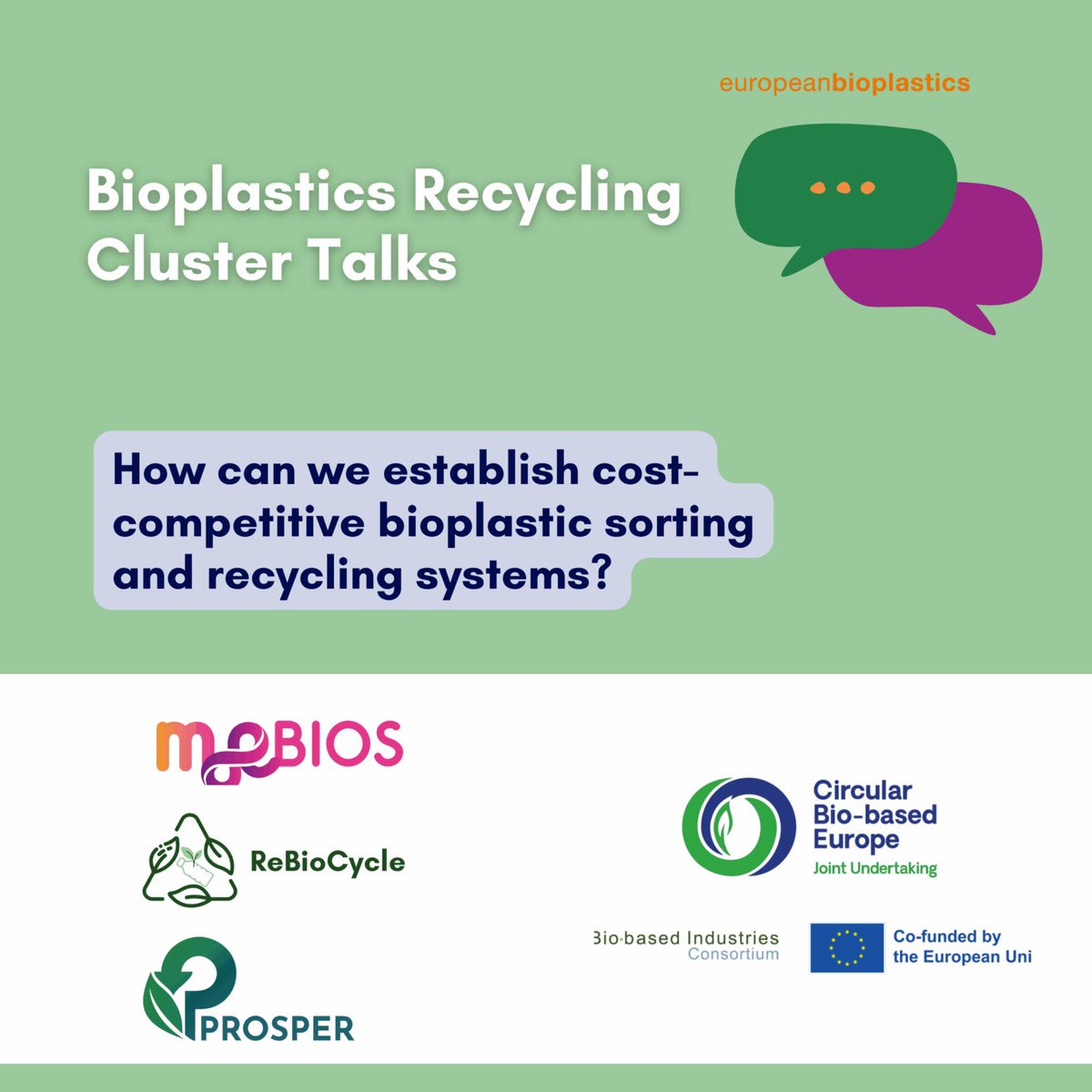 CBE_JU's tweet image. 🤔 How can Europe tackle the plastic waste challenge with #biobased innovation?
Find out in the brand new Bioplastics & Recycling Cluster Talks, a series of online events organised by CBE JU-funded projects ReBioCycle, MoeBIOS and Prosper Bioplastics: eventbrite.com/cc/bioplastics…