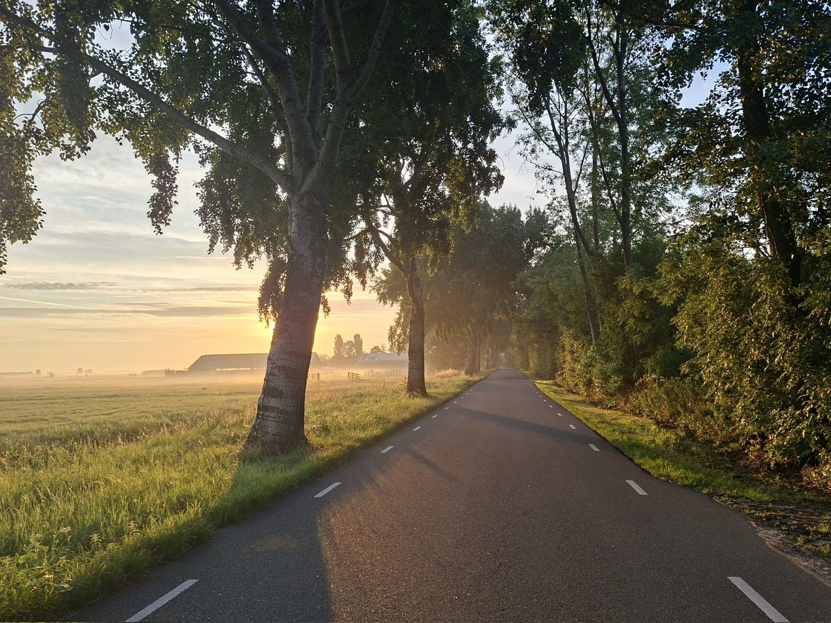 MachielLock's tweet image. Vrijdag 18 juli 2025 Giessen-Oudekerk, achtereenvolgens:

- Torenweg, ochtendgloren
- Oudkerkseweg, het lage gedeelte van de weg stond tijdens de Watersnoodramp in 1953 onder water
- kerk
- basisschool, links de huidige en rechts de vroegere die in afbraak is

#dorp