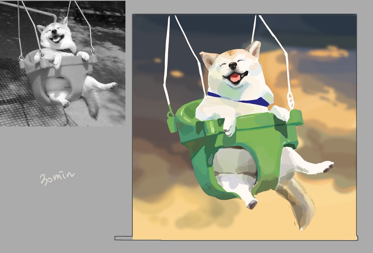 흑백사진 톤 맞춰서 컬러로 바꿔그리기