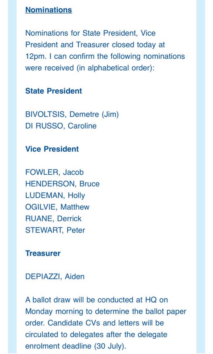 No Tom White on the ballot. 

But a State President challenger 

<a href="/LiberalsWA/">Liberals WA</a> <a href="/PerthLive6PR/">Perth LIVE with Oliver Peterson</a>