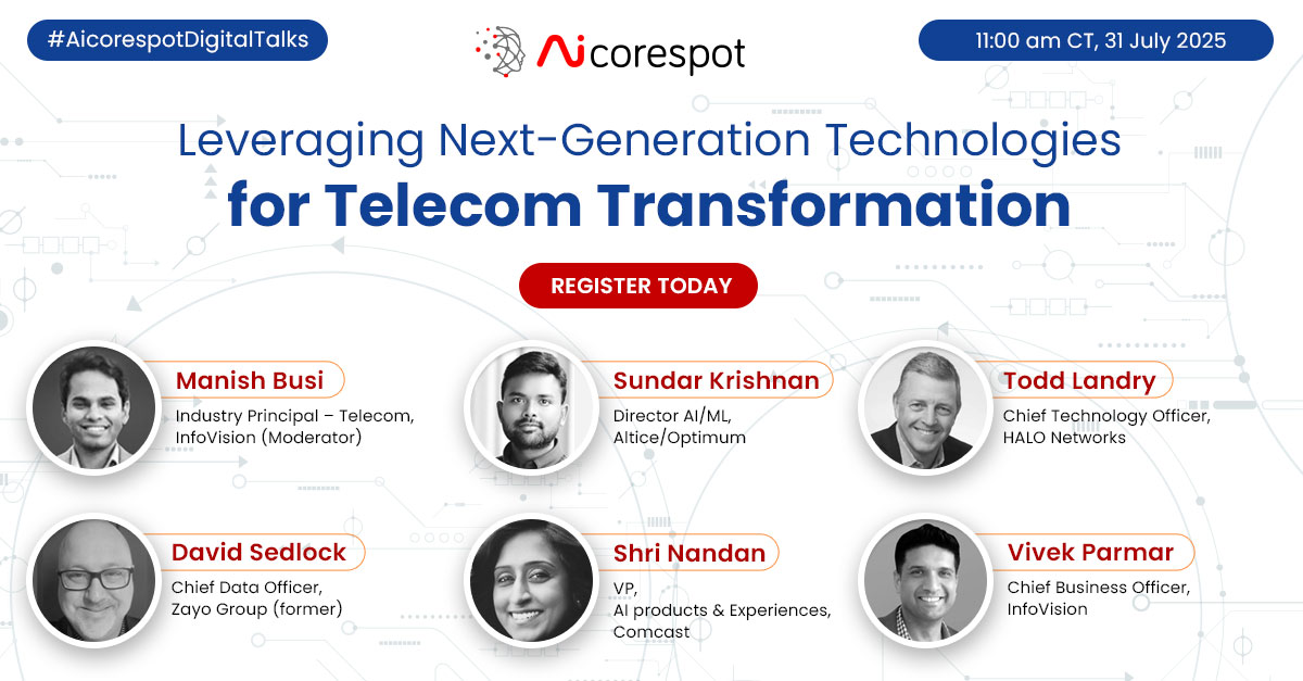 📡 37% of telecom firms are scaling next-gen tech. From #AI to #EdgeComputing—change is happening now.
📅 31 July | 11:00 AM CT
🔗 Register: webinar.zoho.in/meeting/regist…
Why join?
✅ Gen AI for smart support
✅ Self-healing networks
✅ Industrial #IoT via #5G
#AicorespotDigitalTalks