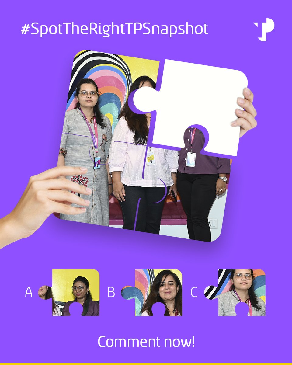 It's time to immerse into the #TPverse with our intriguing puzzle!

Which one is the correct answer: A, B, or C?
Share your Answers Now!

#TPIndia #FridayPuzzle #FindTheMissingPiece #SpotTheRightTPSnapshot