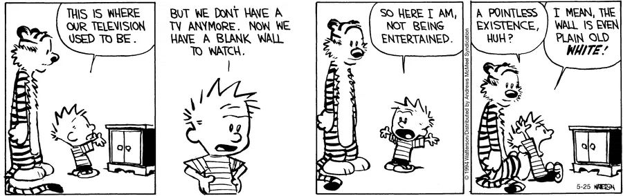 Calvinn_Hobbes's tweet image. Calvin’s new TV? A blank white wall. The horror.
When your imagination needs a commercial break.
#CalvinandHobbes #NoScreenTime