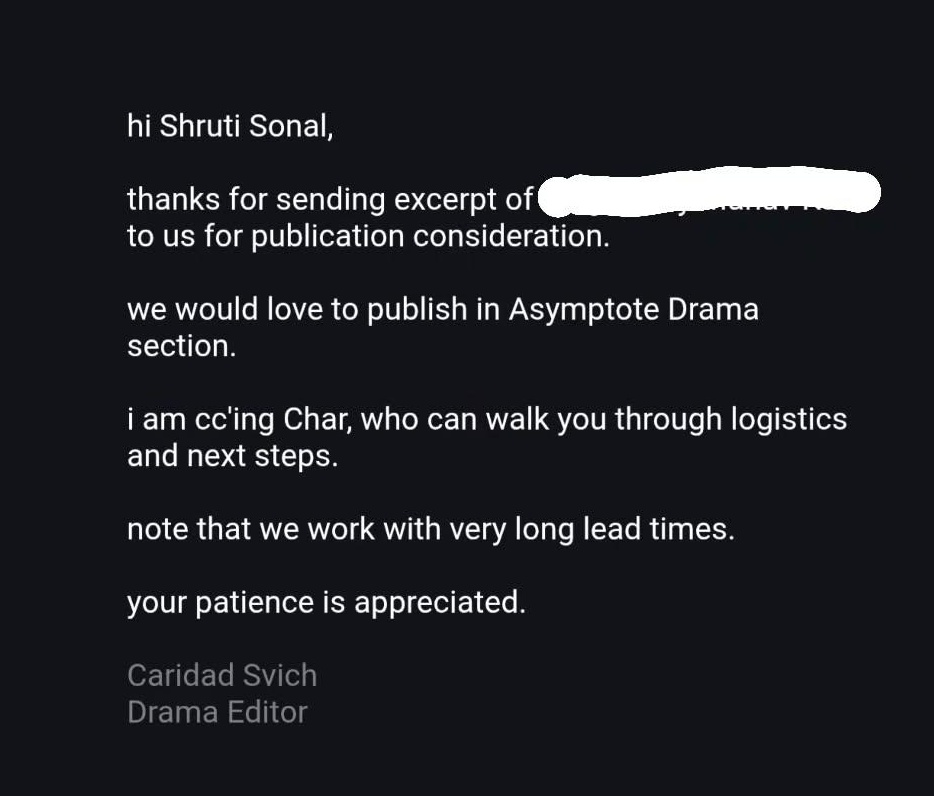 A play I translated has been accepted into my dream journal of world literature 😭