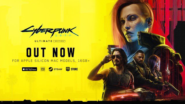 Apple_Geek_Actu's tweet image. ✨🎮 Cyberpunk 2077 débarque sur Mac !

Cyberpunk 2077 est maintenant disponible sur Mac, incluant l&apos;extension &quot;Phantom Liberty&quot; et toutes les mises à jour.

Configuration :

- Minimum : Mac Apple Silicon (M1 ou +), 16 Go de RAM, macOS 15.5.
- Performances : 30 FPS sur M1,…