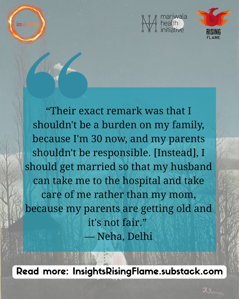 Rising Flame (@risingflamenow) on Twitter photo For #DisabilityPrideMonth, Afrah explores the complexities of navigating marriage, gender, and disability in her report, “Disabled and Chronically Ill on the Marriage Market.” Read now on Substack: insightsrisingflame.substack.com/p/insights-dis…
#MentalHealth #Marriage #ChronicIllness #DisabilityPride For #DisabilityPrideMonth, Afrah explores the complexities of navigating marriage, gender, and disability in her report, “Disabled and Chronically Ill on the Marriage Market.” Read now on Substack: insightsrisingflame.substack.com/p/insights-dis…
#MentalHealth #Marriage #ChronicIllness #DisabilityPride
